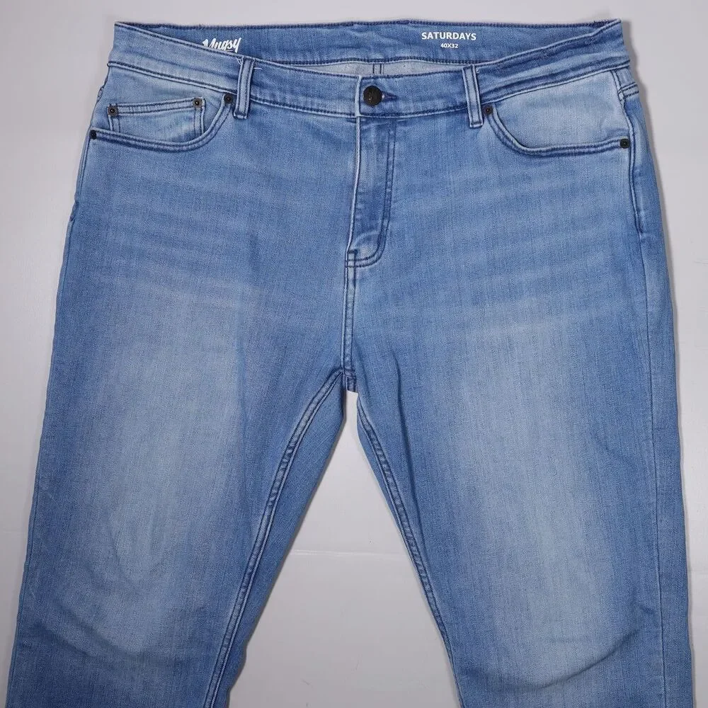 Mugsy Saturdays Jeans Cashmere Blend Blue Stretch Denim Mens 40 x 32